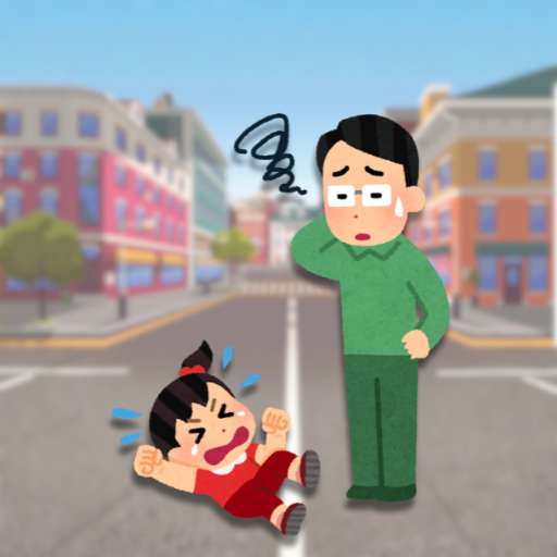 かんしゃくを起こした子どもに途方に暮れるお父さん